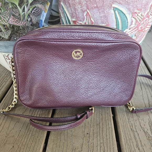 Michael Kors Burgundy Leather Crossbody Bag - Picture 1 of 10
